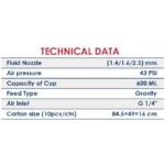 ⁦مسدس رش دهانات دوكو بالهواء مقلوب APT بنتة بلاستك   600 مم 1.6 مم  AB-17G⁩ - الصورة ⁦2⁩