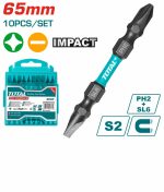 لقمه مفك تصادمي صليبه + عاده اتجاهين 6.5 سم BIT PH2 + SL6 65mm توتال TACIM16HL133
