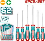 طقم مفك 6 قطع صليبه و عاده خدمه شاقه S2 توتال TKSDS0626
