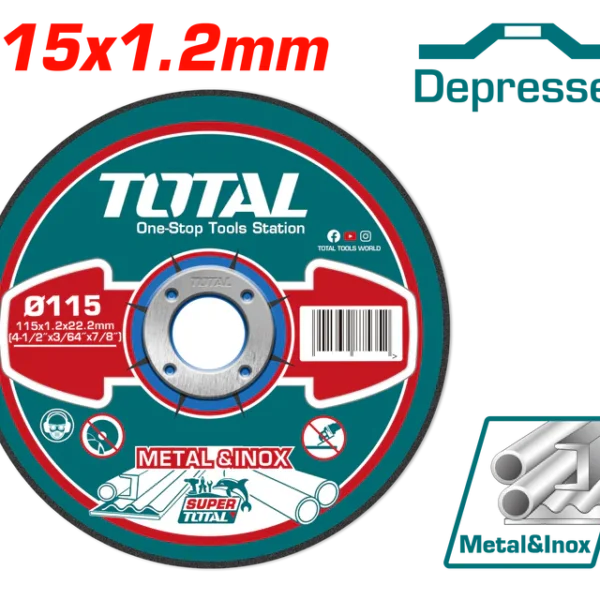 حجر قطعيه حديد بسكوته 4.5 بوصه 115 ملي × 1.2 ملي بشفه توتال TAC2121152