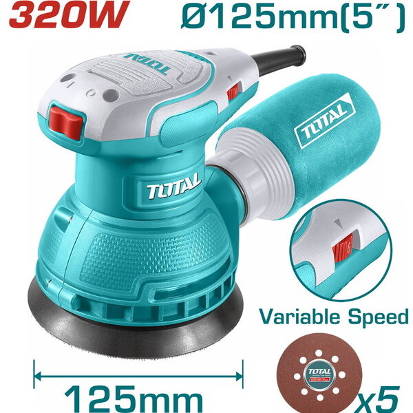 صنفره دائريه 320 واط 5 بوصه 125 ملي سرعات توتال TF2131256
