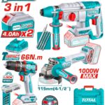 طقم سوبر كومبو هيلتي 26 ملي + صاروخ 1000 واط + شنيور 66 نيوتن دقاق 20 فولت توتال TOSLI241198