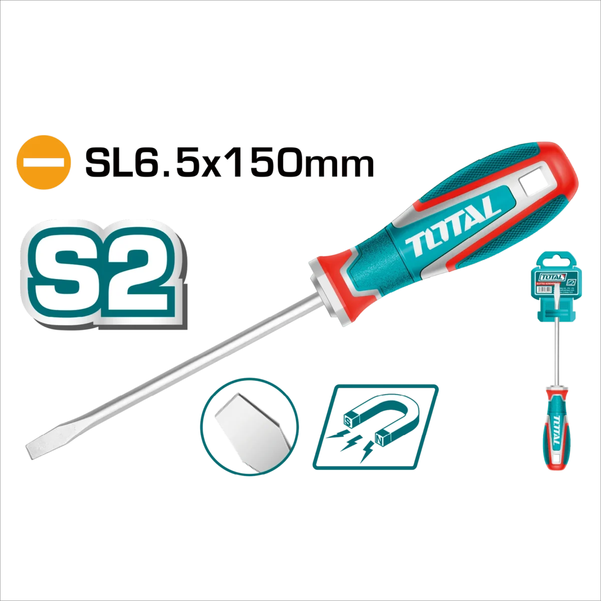 ⁦مفك عاده يد كاوتش 2 لون S2 توتال TSDSL6150⁩ - الصورة ⁦1⁩