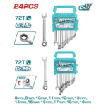 طقم مفتاح سيستيم راتشه 24 قطعه 12 متحرك + 12 ثابت توتال THT103RK246