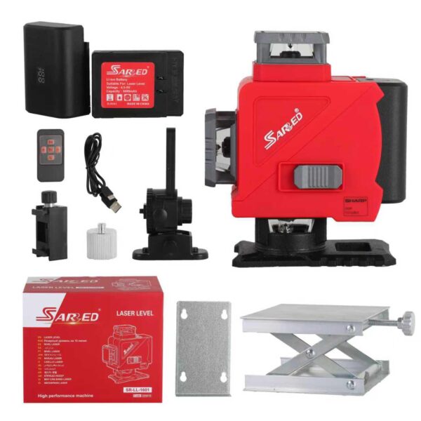 ميزان ليزر اخضر 16 خط 360 ْ 30 متر + 2 بطاريه ديجتال + شاحن SR-LL-1601 SARED