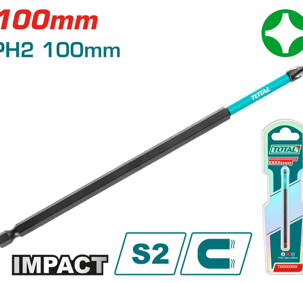 لقمه سن مفك صليبة PH2 طول 10 سم توتال TACIM71PH2100