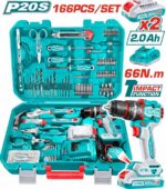 شنطه 166 قطعه شنيور 20 فولت 66 نيوتن دقاق + 2 بطاريه 2 امبير توتال   THKTHP116621