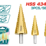 طقم بنط تخريم مدرجة هرمية 3 قطع 4 مم حتى 32 مم توتال TAC80401