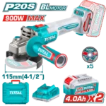 صاروخ بطارية براشليس 4.5 بوصة 20 فولت + 2 بطارية و شاحن توتال تولز  TAGLI261522