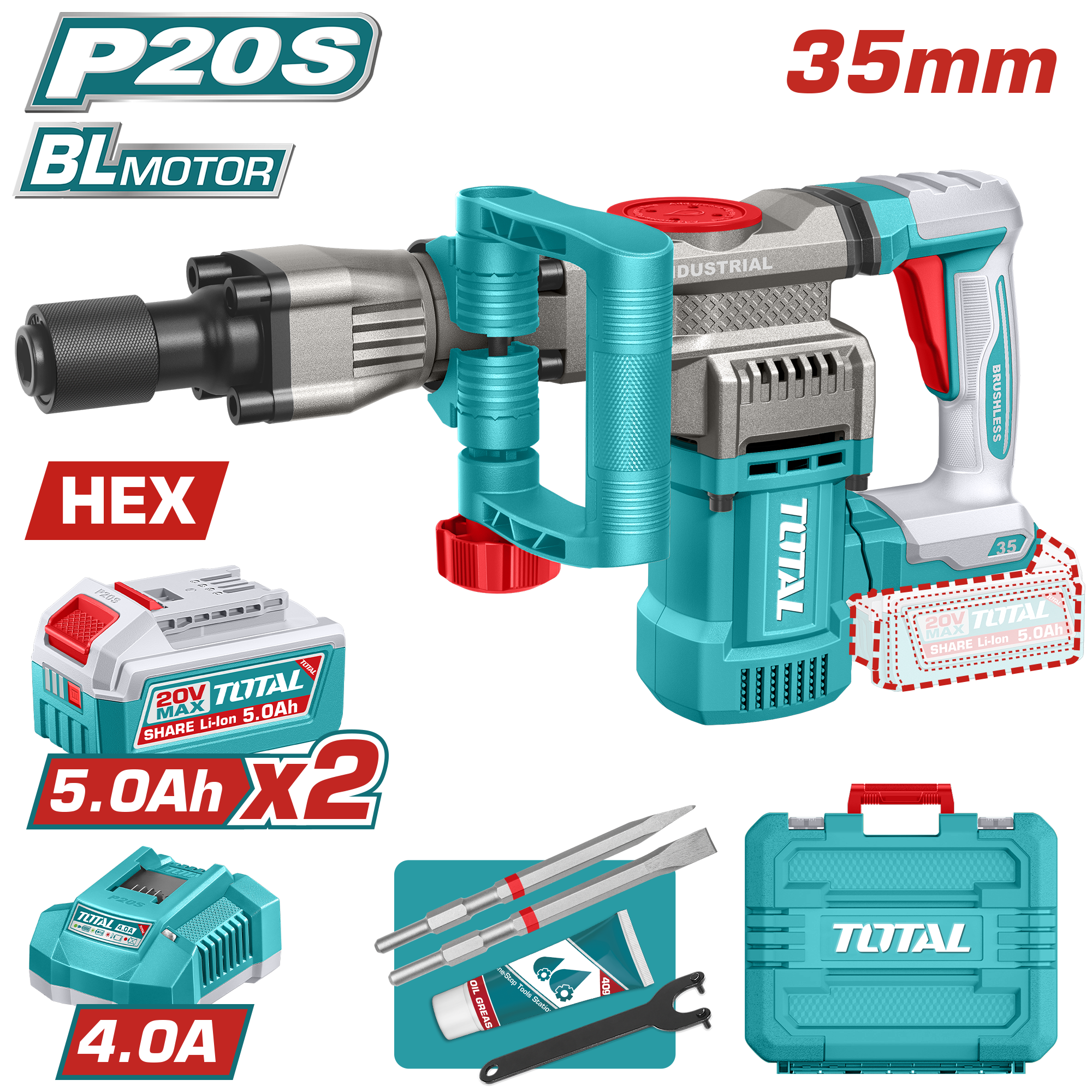 TDBLI2035822 هيلتى تكسير 20 فولت توتال TDPLI203582 DEMOLEDOR 20V - الصورة 1