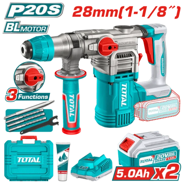 هيلتي 28 مل بطارية مع 2 بطارية 5 أمبير و شاحن توتال TRHLI202862