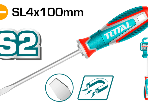 مفك عاده S2 مقاس 4 مم*100 مم توتال تولز TSDSL4100