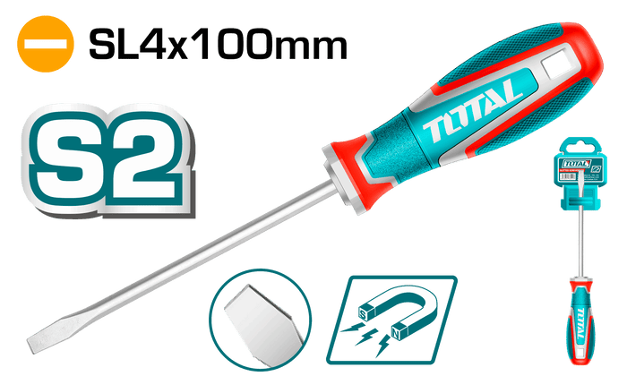 TSDSL4100-_1_700x مفك عاده S2 مقاس 4 مم*100 مم توتال تولز TSDSL4100 - الصورة 1